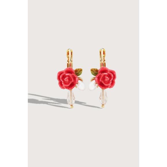 NEW LES NEREIDES sleeper earring antica rosa in red - Picture 1 of 1